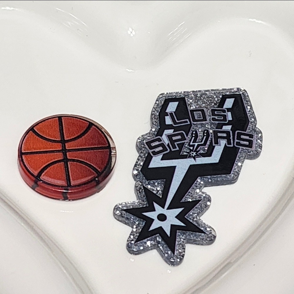 Basketball Flatback Focal Bead Beaded Pen Badge Acrylic Keychain Texas